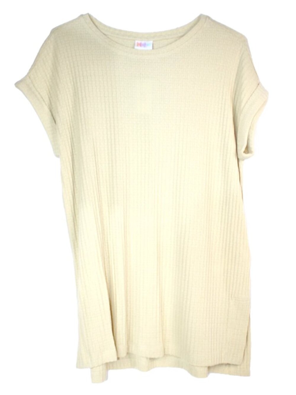 LuLaRoe LEAH T Shirt Women's Top NWT Size Medium Solid Light Yellow Knit Texture